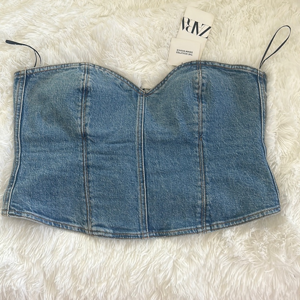 Zara denim corset bodice top
